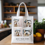 4 Photo Collage Minimalist - Best Year Ever Grocery Bag<br><div class="desc">You can use Instagram photos for this design. Use 8 square photos to create a unique and personal gift. Or you can keep the hipster puppy and make a trendy keepsake. If you need to adjust the pictures,  click on the customize tool to make changes.</div>