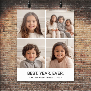 4 Photo Collage Minimalist - Best Year Ever Poster