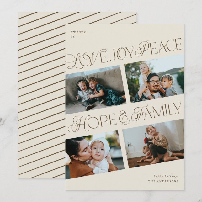 4 Photo Collage Minimalist Chrismtas Holiday Card (Front/Back)