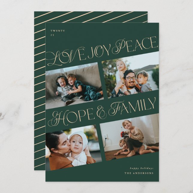 4 Photo Collage Minimalist Chrismtas Holiday Card (Front/Back)