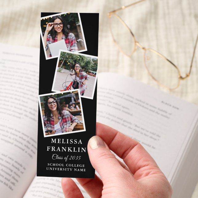 4 Photo Collage Modern Graduation Bookmarks (Hand)
