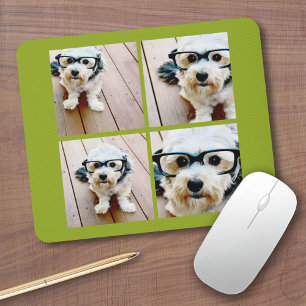 4 Photo Collage - Modern Minimal Square Design Mouse Pad