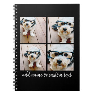 4 Photo Collage - Modern Minimal Square Design Notebook