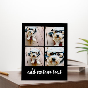 4 Photo Collage - modern script black background Foam Board