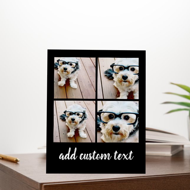4 Photo Collage - modern script black background Foam Board (In Situ (Office))