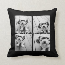 4 Photo Collage Modern Square Layout Black Throw Pillow 4 Photo Collage Modern Square Layout Black Throw Pillow