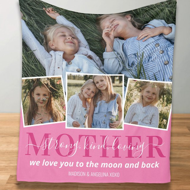 4 Photo Collage Mom Mother Fleece Blanket (Creator Uploaded)