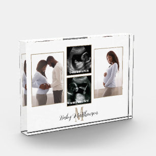 4 photo Collage Monogram Initial Maternity Block