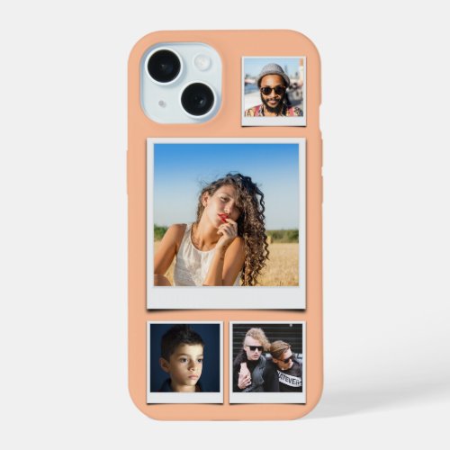 4 Photo Collage Peach Fuzz iPhone 15 Case