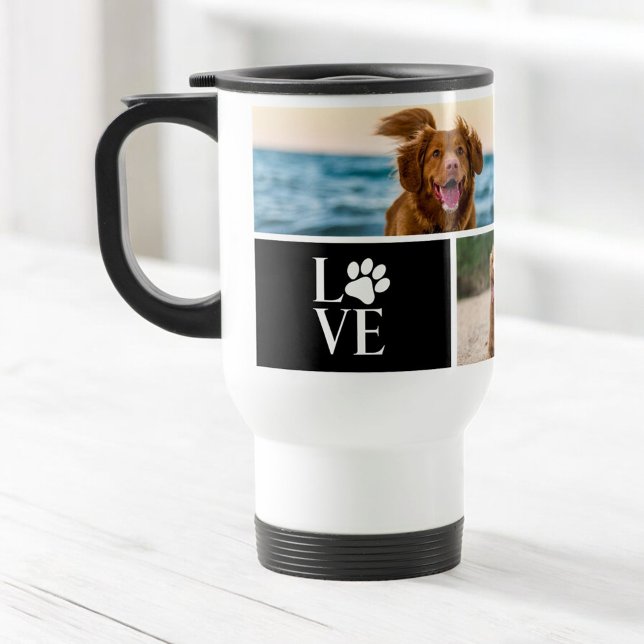 4 Photo Collage Personalized Dog Lover Pet Travel Mug (Creator Uploaded)