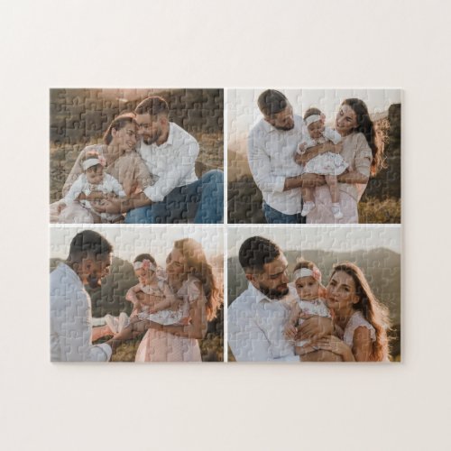 4 Photo Collage Personalized Family Jigsaw Puzzle