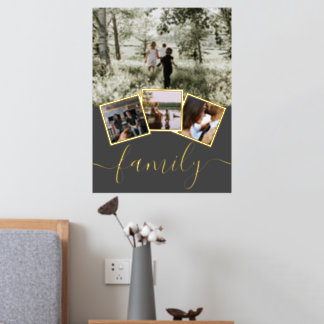 4 Photo Collage Personalized Family Typography Foil Prints