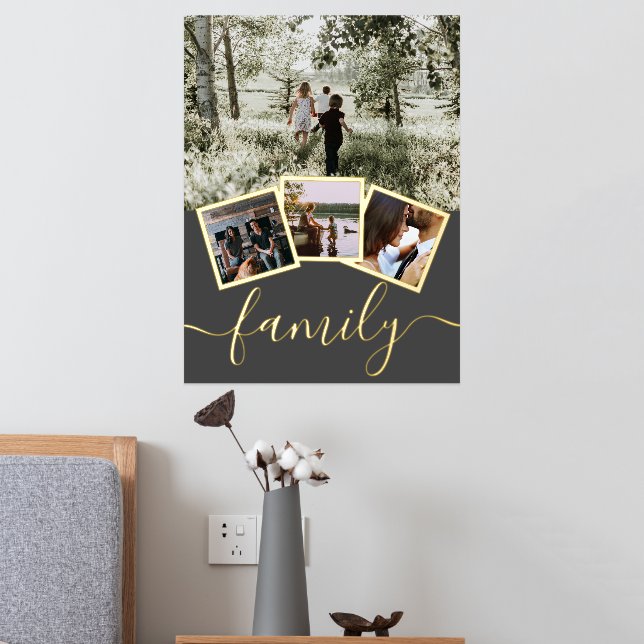 4 Photo Collage Personalized Family Typography Foil Prints (In Situ (Bedroom 2))