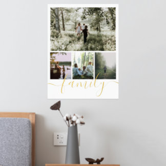4 Photo Collage Personalized Family Typography Foil Prints