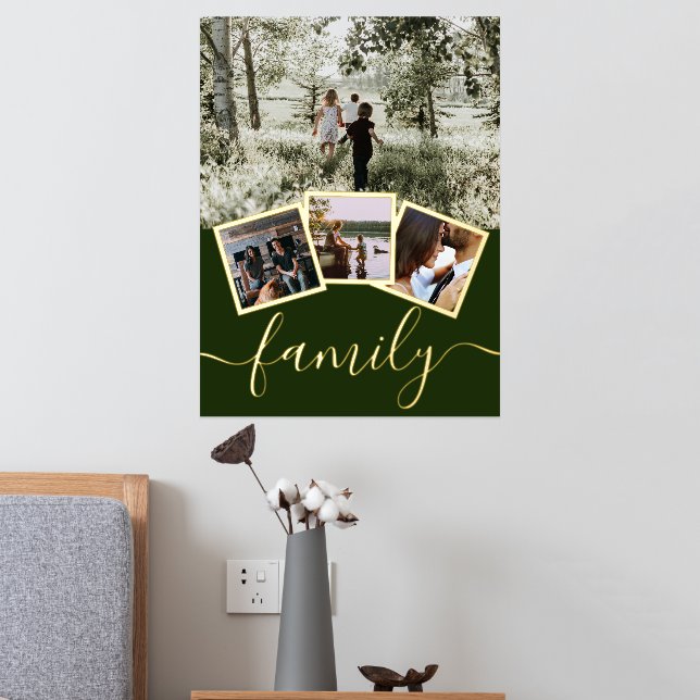 4 Photo Collage Personalized Family Typography Foil Prints (In Situ (Bedroom 2))