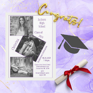 4 Photo Collage Personalized Graduation Announcement