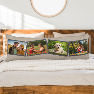 4 Photo Collage Personalized Neutral Mushroom Body Pillow