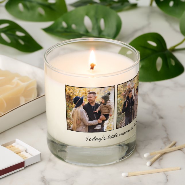 4-Photo Collage Personalized Photo Scented Candle (Lit)