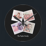 4 Photo Collage Personalized Round Clock<br><div class="desc">4 Photo Collage Personalized Template wall clock .. simply add your own photographs and text to this great wall clock .. easy to personalize .. customizable photo template clock from Ricaso - perfect gift-ideas</div>