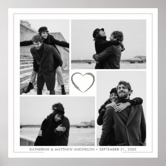 4 Photo Collage Personalized Wedding Anniversary Poster