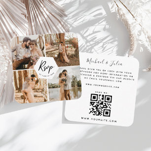 4 Photo Collage Photography Wedding RSVP QR Code Enclosure Card