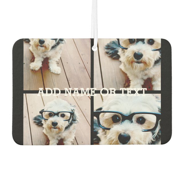 4 Photo Collage - PICK YOUR BACKGROUND COLOR Air Freshener (Front)