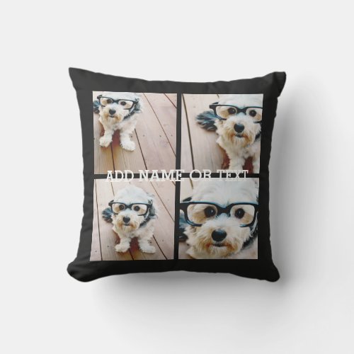 4 Photo Collage _ PICK YOUR BACKGROUND COLOR Throw Pillow
