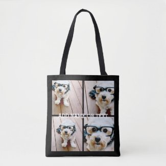 4 Photo Collage - PICK YOUR BACKGROUND COLOR Tote Bag