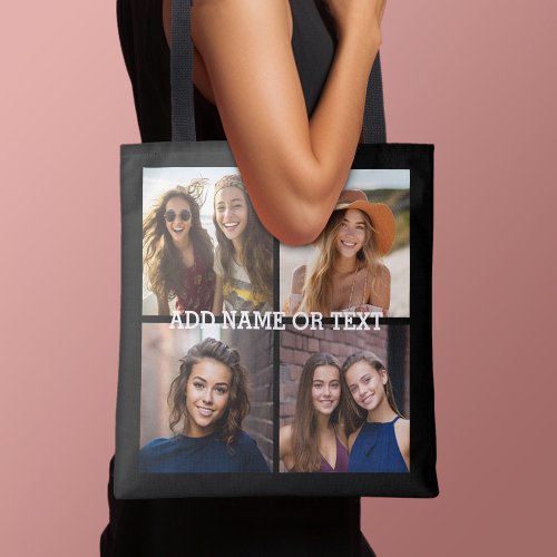 4 Photo Collage _ PICK YOUR BACKGROUND COLOR Tote Bag