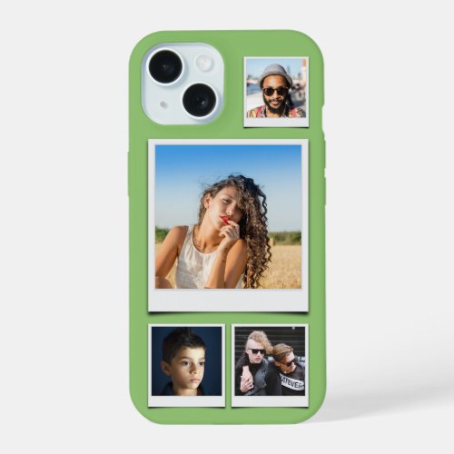 4 Photo Collage Pistachio Green iPhone 15 Case