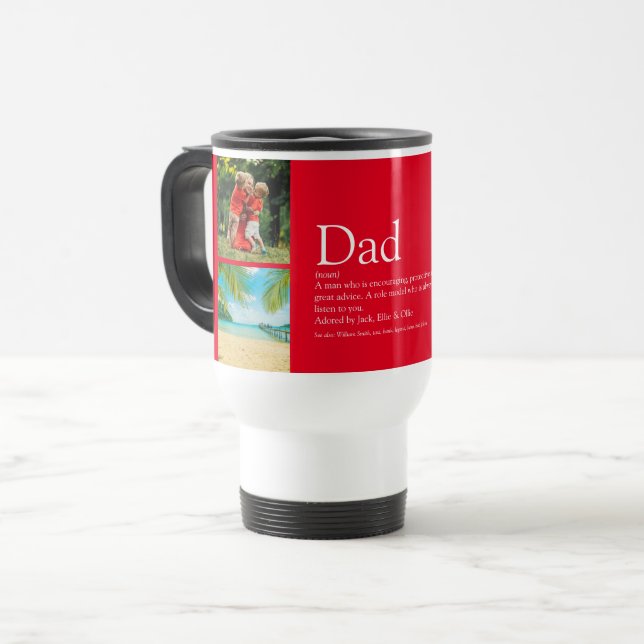 4 Photo Collage Red Dad Daddy Father Definition Travel Mug (Front Left)