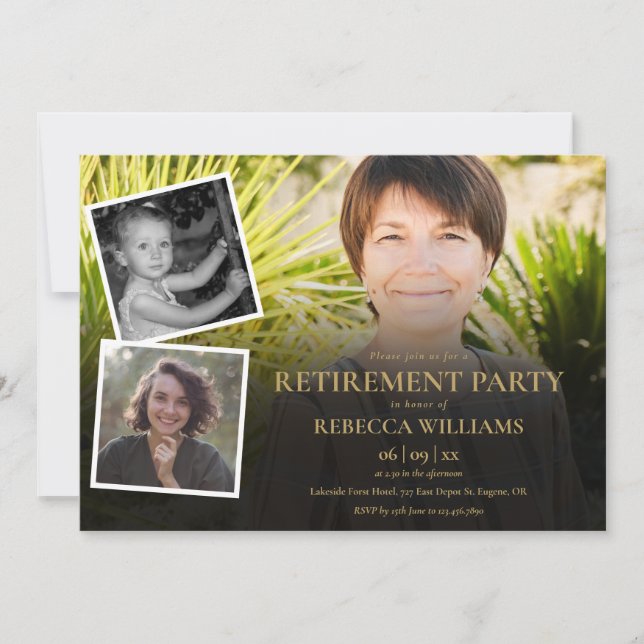 4 Photo Collage Retirement Party Invitation (Front)
