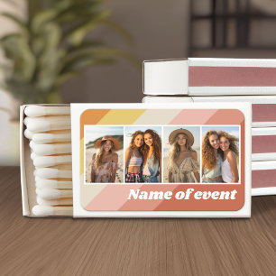 4 Photo Collage - Retro Stripes - chunky name Matchboxes