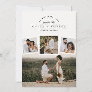 4 Photo Collage Save the Date Announcement Card 