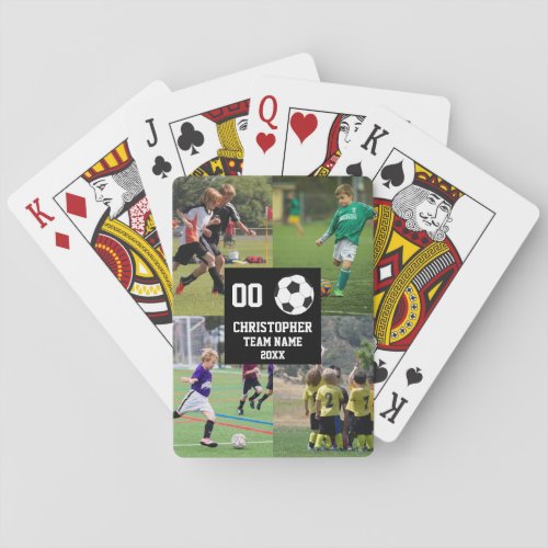 4 Photo Collage Soccer Football Poker Cards