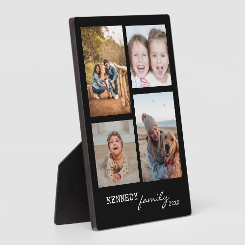 4 Photo Collage Template Family Name Black  Plaque