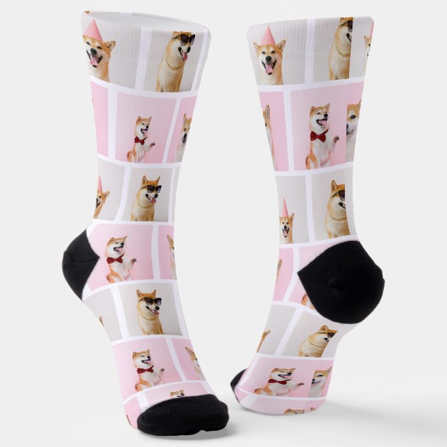 4 Photo Collage Template Make Your Own Dog Themed Socks (Angled)