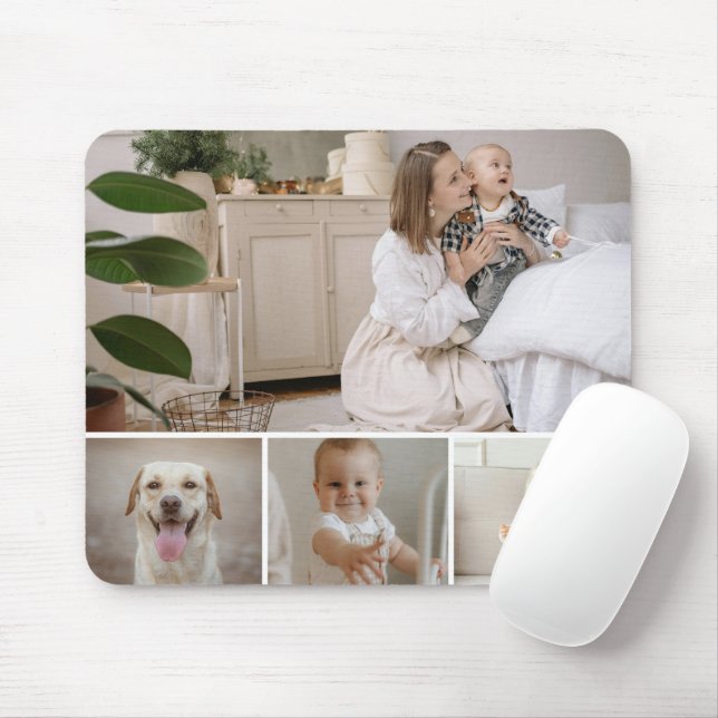 4 Photo Collage Template Personalized Mouse Pad (With Mouse)