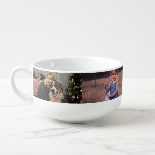 4 Photo Collage Template Personalized Soup Mug (Right)