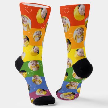 4 Photo Collage Template Rainbow Pride Fun Socks by Neurotic_Designs at Zazzle