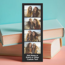4 Photo Collage - Text Box - Modern Black White Bookmarks