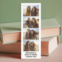 4 Photo Collage - Text Box - Modern Black White Bookmarks