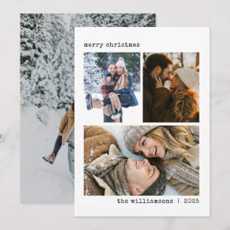 4 Photo Collage Typewriter Minimalist Christmas Ho Holiday Card