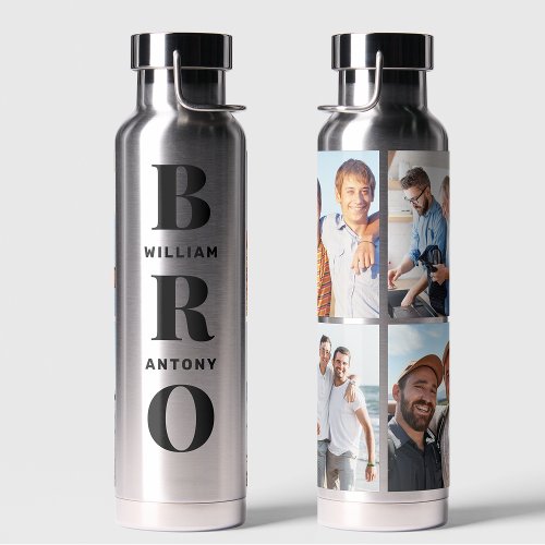 4 Photo Collage Unique Gifts For Brothers Water Bottle