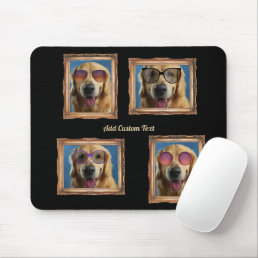 4 Photo Collage Vintage Frame Dogs Pets Family Mouse Pad