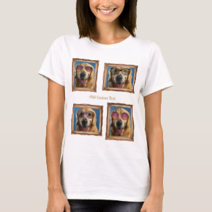 4 Photo Collage Vintage Frame Dogs Pets Family T-Shirt