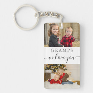 4 Photo Collage We Love You Best GRAMPS Ever Keychain