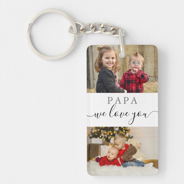 4 Photo Collage We Love You Best Papa Ever Keychain (Front)