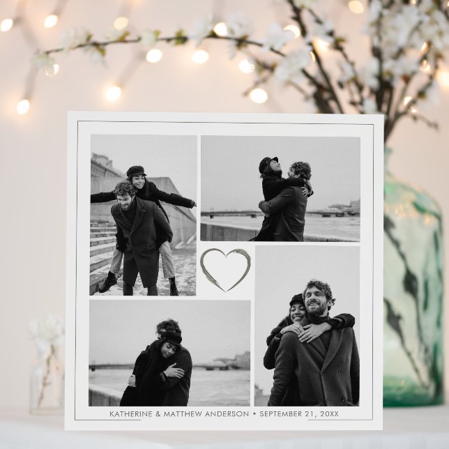 4 Photo Collage Wedding Anniversary Name & Date Foam Board (In Situ (Wedding))