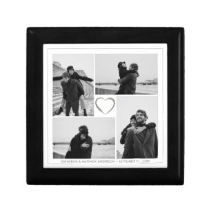 4 Photo Collage Wedding Anniversary Name & Date Gift Box